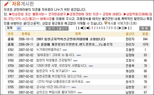 합천군청 홈페이지 자유게시판에는 2일 오후 '누가 제안했을까요'라는 글이 올라온 게 마지막으로 되어 있다. 